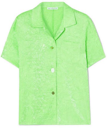 REJINA PYO Crinkled-satin Shirt - Light green