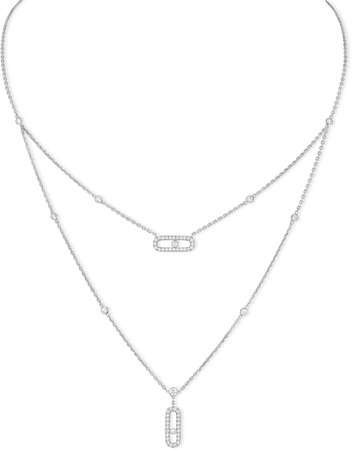 Lucky Move Pave Diamond Layered Pendant Necklace
