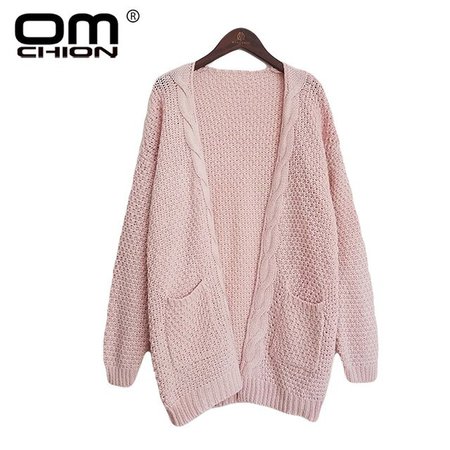 New 2017 Autumn winter Long Cardigan Women long sleeve Big Pocket Pink Knitted Oversized sweater female Solid Cardigans JS42|Cardigans| - AliExpress