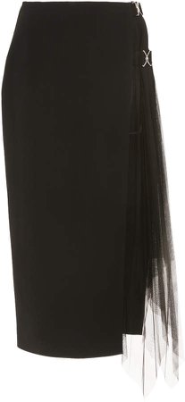 David Koma Side-Slit Tulle Pencil Skirt Size: 8