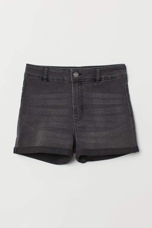 Twill Shorts High Waist - Gray