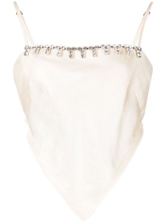 AREA - white crystal embellished top