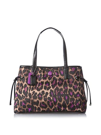 Coach Ocelot Print Crystall Carryall Shoulder Bag Purse F25281, Leopard Violet: Handbags: Amazon.com