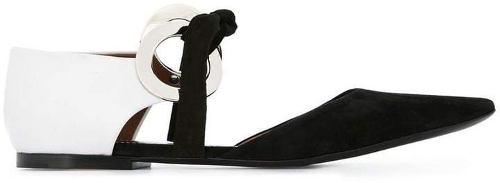Suede and Leather Grommet D’Orsay Flat