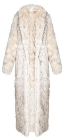 Beige long fur coat