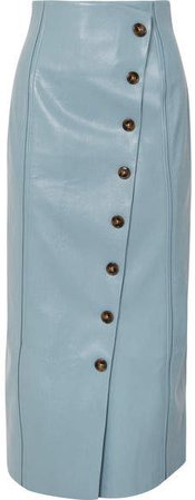 REJINA PYO - Scout Faux Leather Midi Skirt - Blue