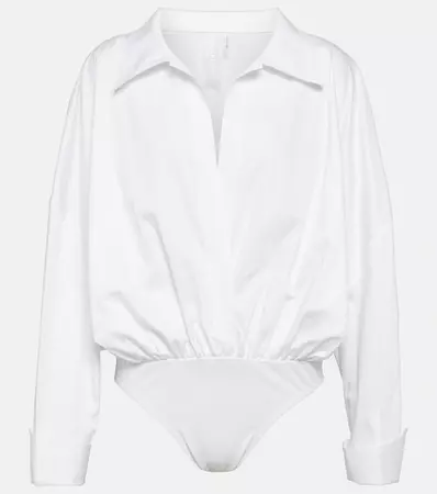 Oversized Cotton Bodysuit in White - Norma Kamali | Mytheresa