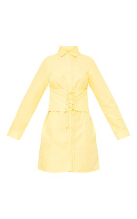 Lemon Corset Lace Up Open Shirt Dress | PrettyLittleThing USA