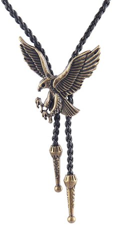 Amazon.com: Husong Gothic Necklace,Men's Retro Bronze Color Eagle Bolo Tie with Leather Rope: Clothing