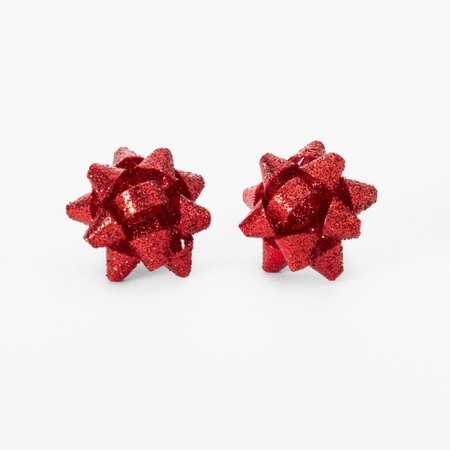 Red Bow Shaker Stud Earrings | Claire's US