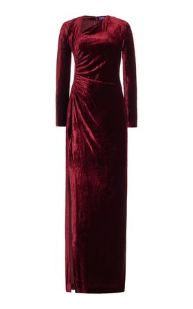 Kinslee Asymmetric Ruched Velvet Gown By Ralph Lauren | Moda Operandi