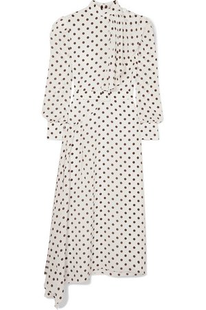 Alessandra Rich | Asymmetrisches Kleid aus Crêpe de Chine aus Seide mit Polka-Dots | NET-A-PORTER.COM