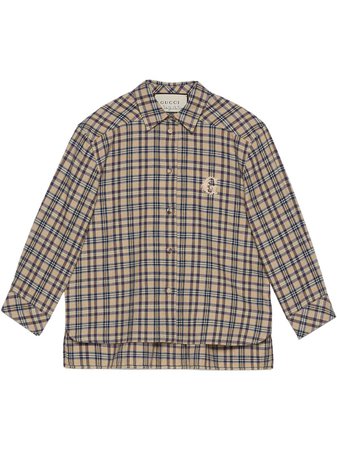 Gucci, petit check embroidered shirt