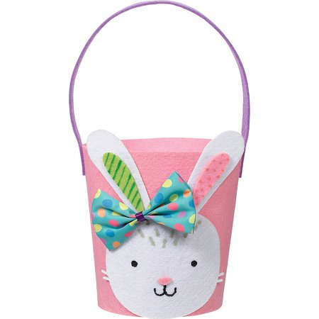 Pink Felt Easter Bunny Favor Bucket 7in x 13in | Party City