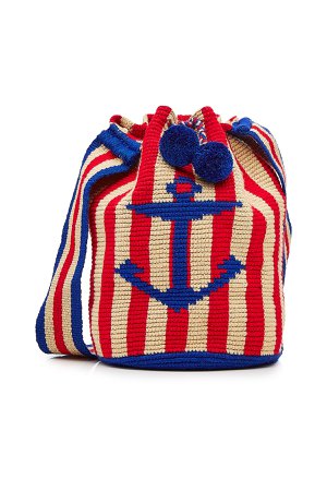 Nautical Mochica Bucket Bag with Pompoms Gr. One Size