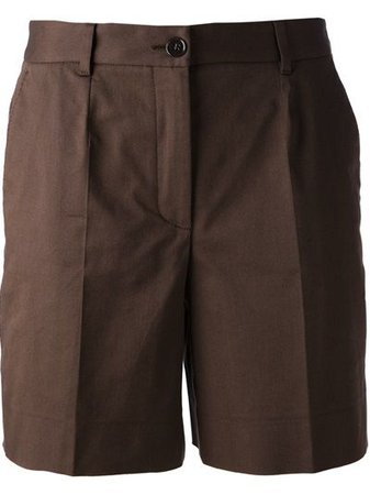 Pleated Brown Shorts