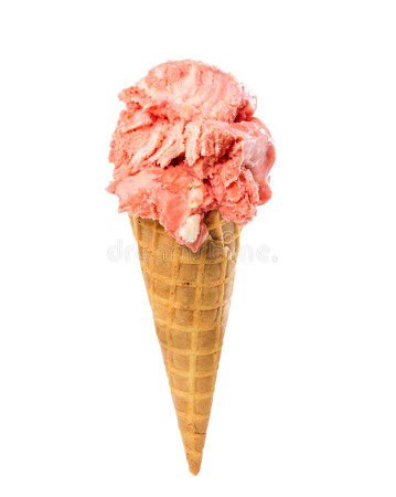 Strawberry-vanilla Ice Cream In Waffle Cone Stock Photo - Image of closeup, creme: 109644184