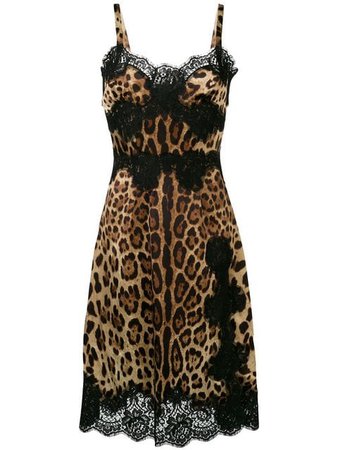 Dolce & Gabbana Vestido Evasê Midi Animal Print - Farfetch