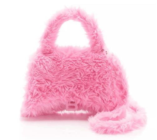 pink furry balenciaga bag