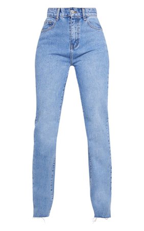 Mid Blue Wash Straight Leg Jeans | Denim | PrettyLittleThing