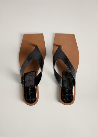 Croc-effect sandals - Women | Mango USA black