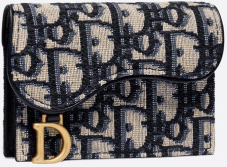 SADDLE FLAP CARD HOLDER Blue Dior Oblique Jacquard