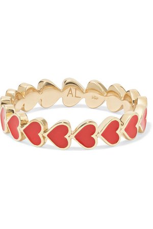 Alison Lou | Heart Stack 14-karat gold and enamel ring | NET-A-PORTER.COM