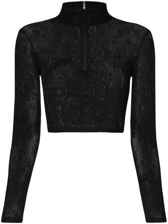 Adam Selman Sport Embroidered Floral Sheer Cropped Top - Farfetch