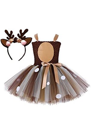 Amazon.com: HJTT Brown Deer Tutu Dress for Girls Birthday Party Animal Reindeer Costume with Headband Outfit Tulle (Deer, 5-6 Years): Clothing