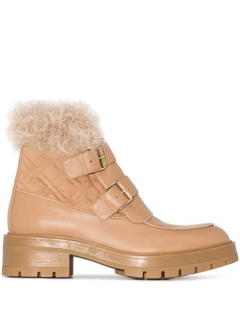 Shop Aquazzura Ryan faux-fur buckle-strap boots with Express Delivery - FARFETCH