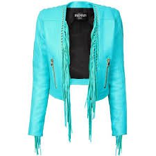 turquoise fringe leather jacket - Google Search