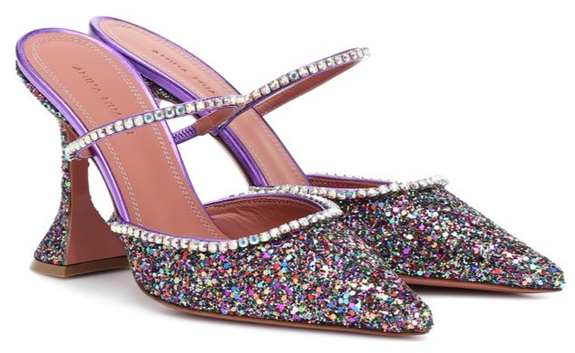 Amina AMINA MUADDI Candy Glitter Gildsa Mule Heels | ShopLook