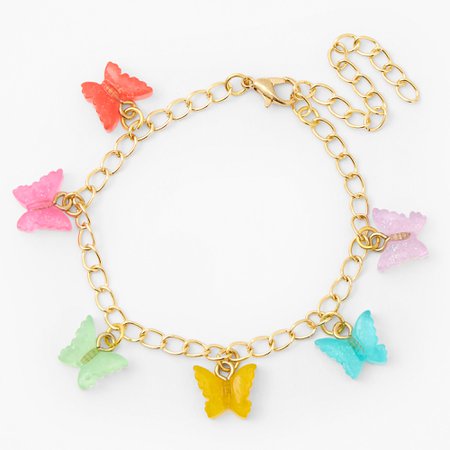 Butterfly Charm Bracelet - Gold | Claire's