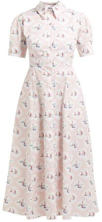 Sienna Boat Print Midi Dress - Womens - Pink Print