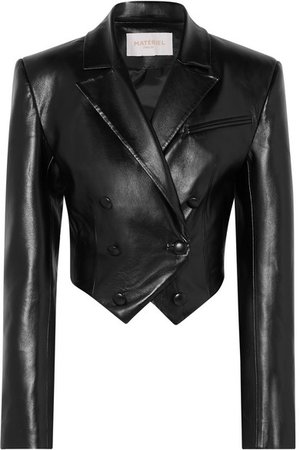 MATÉRIEL | Cropped faux leather blazer | NET-A-PORTER.COM