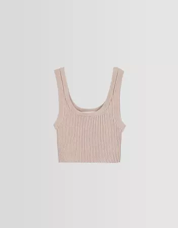 Ribbed strappy fitted top - Tops and corsets - Women | Bershka