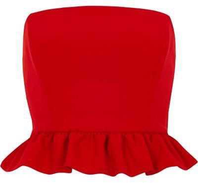 River Island Womens Red frill bandeau crop top