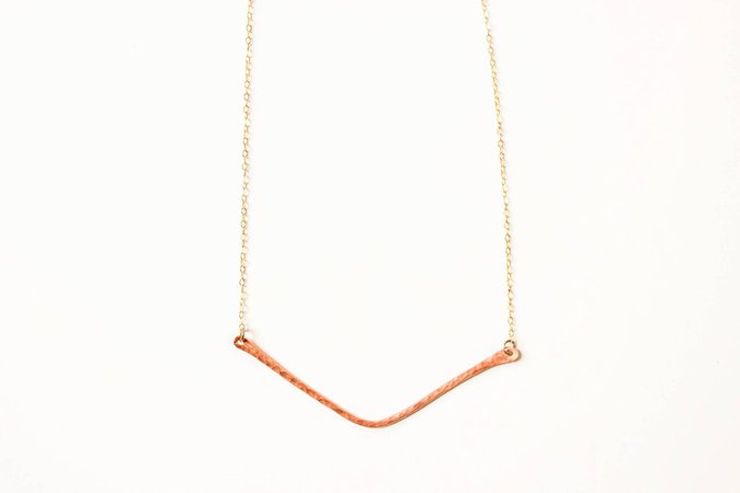 Copper chevron necklace on gold filled chain – happylittlelovelies