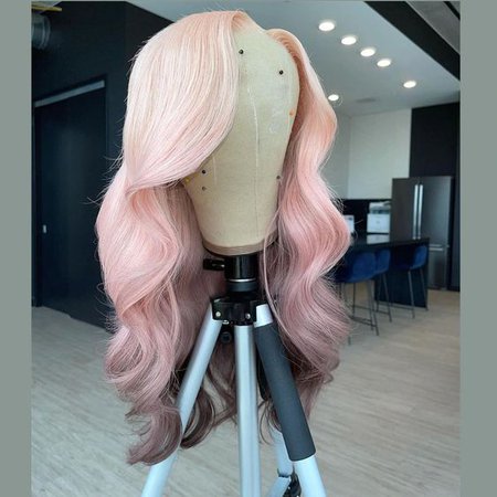 pink/ black ombre lace front wig