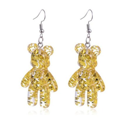 Glitter Bear Dangle Earrings Resin Decora Fairy Kei | Kawaii Babe