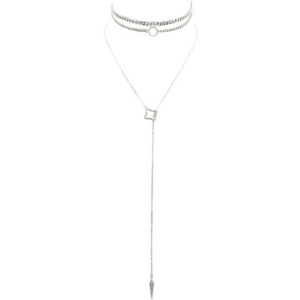 Diamond Silver Crystal Choker Necklace