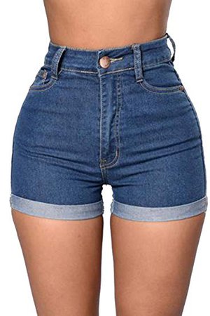high waisted blue denim short shorts