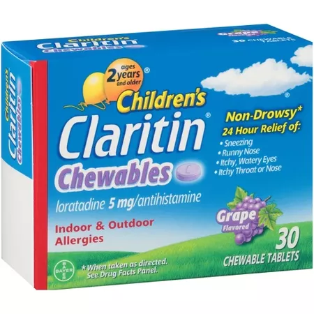 Children's Claritin® 24 Hour Non-Drowsy Allergy Relief Grape Flavored Chewable Tablets - Loratadine - 30ct : Target