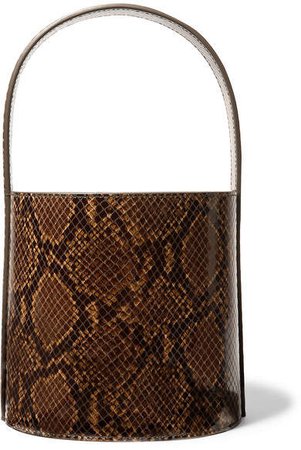 Bissett Snake-effect Leather Bucket Bag - Brown