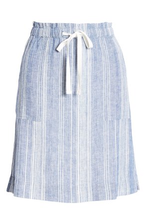 Caslon® Textured Stripe Linen Blend Drawstring Skirt | Nordstrom