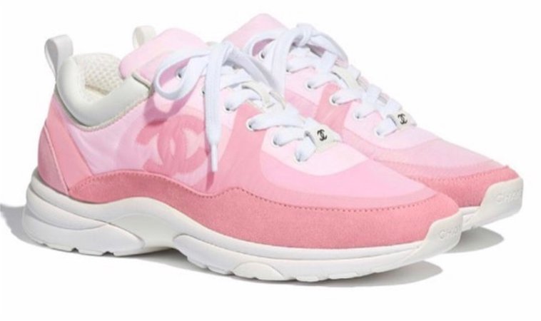 Suede Calfskin & Nylon Pale Pink Chanel Sneakers
