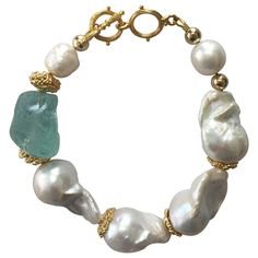 EMMA QUIST Baroque Pearl Gold Necklace with Baroque Clasp