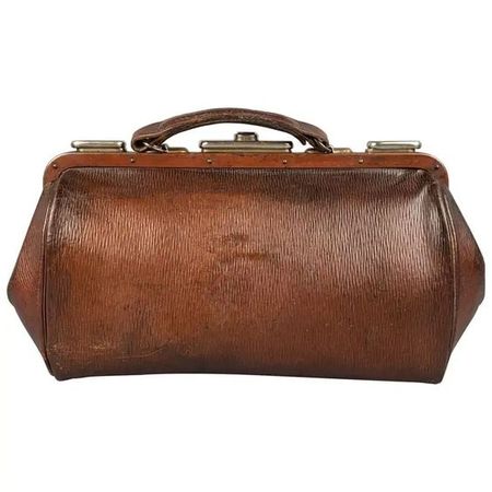 VINTAGE Brown Distressed Leather Doctor Bag