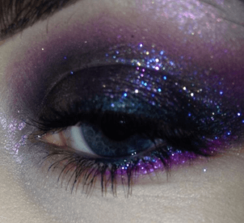 purple and black glitter makeup