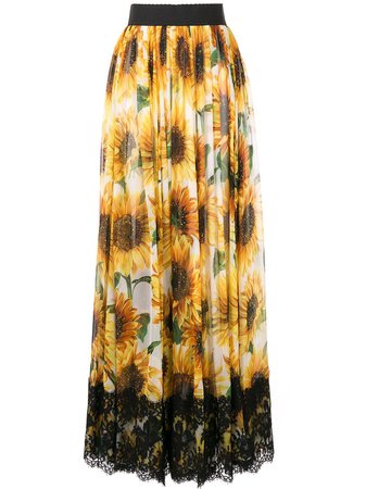 Dolce & Gabbana Sunflower Print Long Skirt